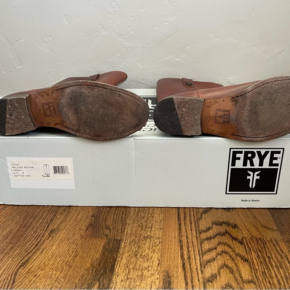 Frye Melissa Button Ridding Boots in Cognac 6.5